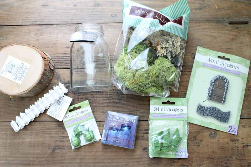 supplies to make a fairy garden jar