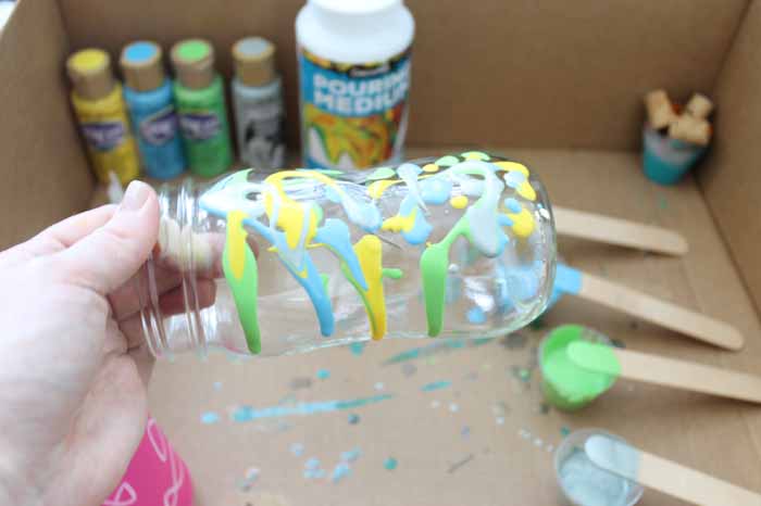 dripping paint on mason jar sides