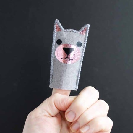 cat puppet on a hand