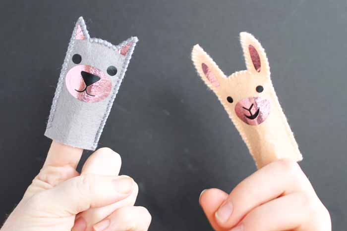 cat and llama finger puppets