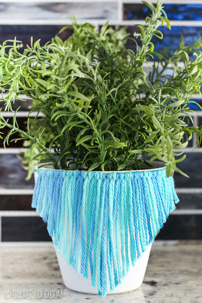 macrame inspired painted clay pot project