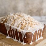 coconut cake on a cutting board