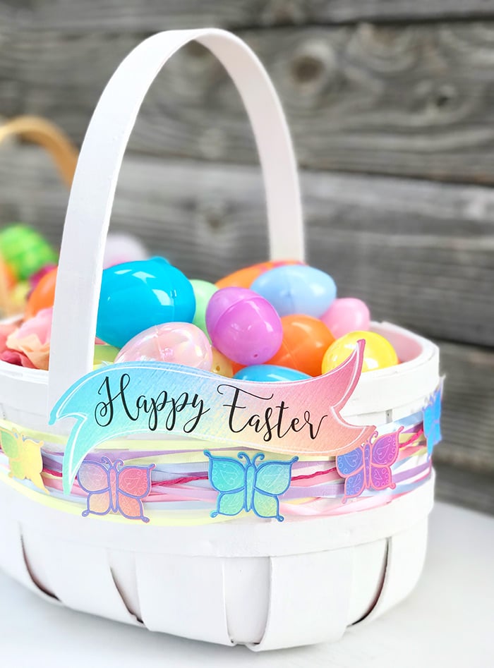 adding happy easter banner to a basket