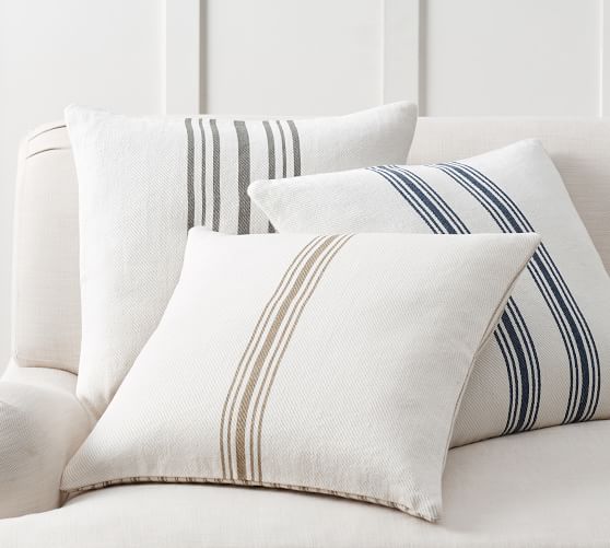 These striped grain sack farmhouse pillows are perfect for any decor style!