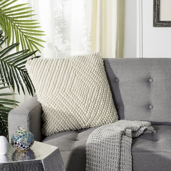 This diamond loop throw pillow add texture to your country style home