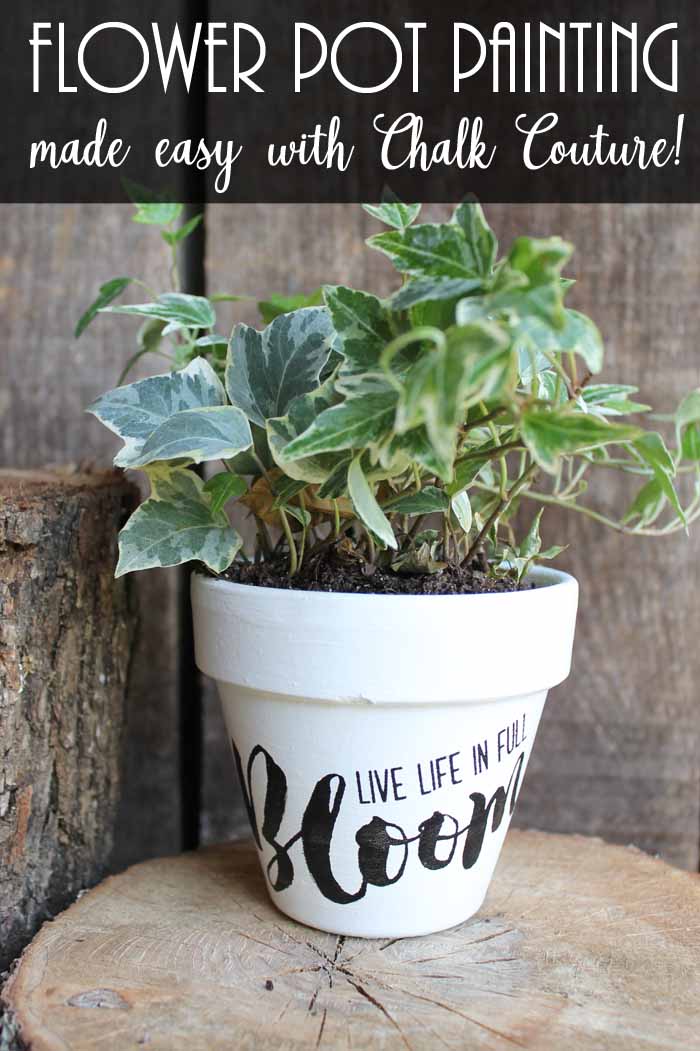 Flower pot painting made easy with Chalk Couture! It has never been easier to decorate your flower pots for spring and summer! These make great gifts for Mother's Day and more!