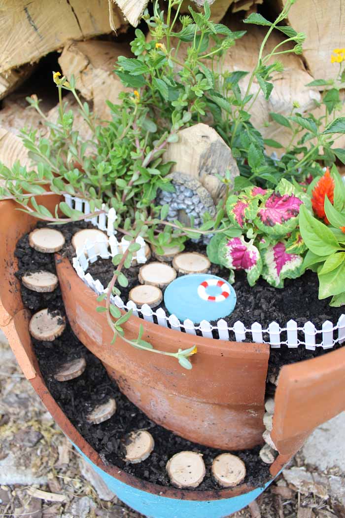 A close up of a flower in a fairy garden