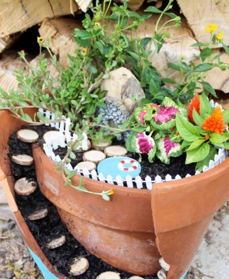 fairy garden with a pool