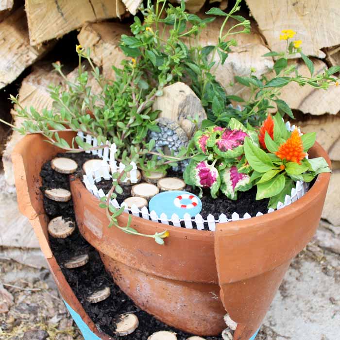 fairy garden with a pool