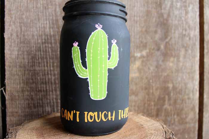 can\'t touch this chalk couture on the side of a mason jar