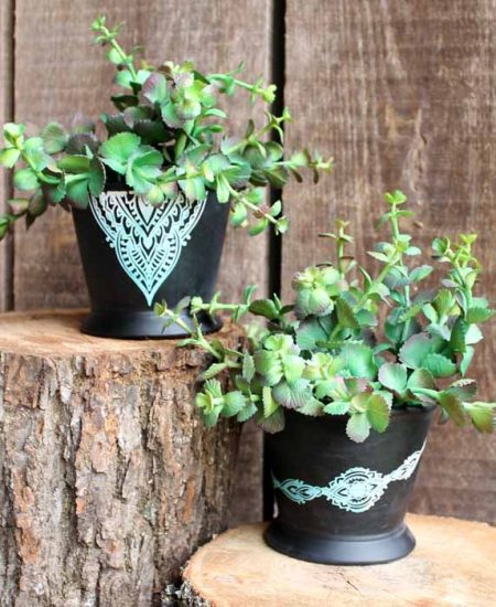 pot decoration with chalk couture