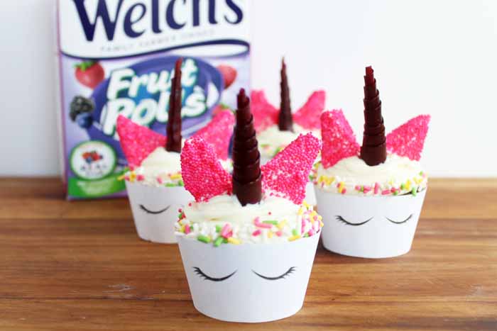 Finish up your unicorn cupcakes with a few magical sprinkles