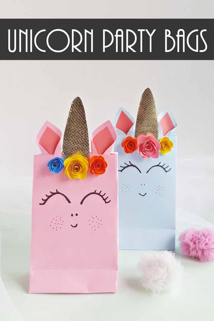 These unicorn party bags are perfect for birthdays and so much more! Get the free template and make your own in minutes!