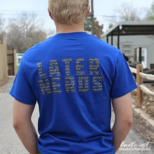 Later Nerds Funny Iron-On Vinyl Shirt by Doodlecrafts