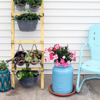 diy vertical garden on a porch