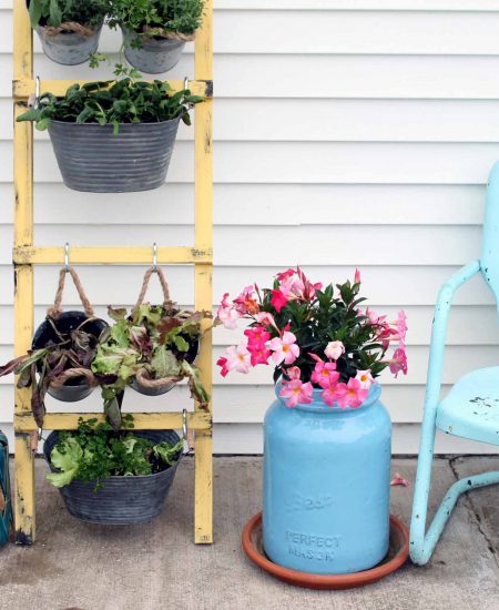 diy vertical garden on a porch