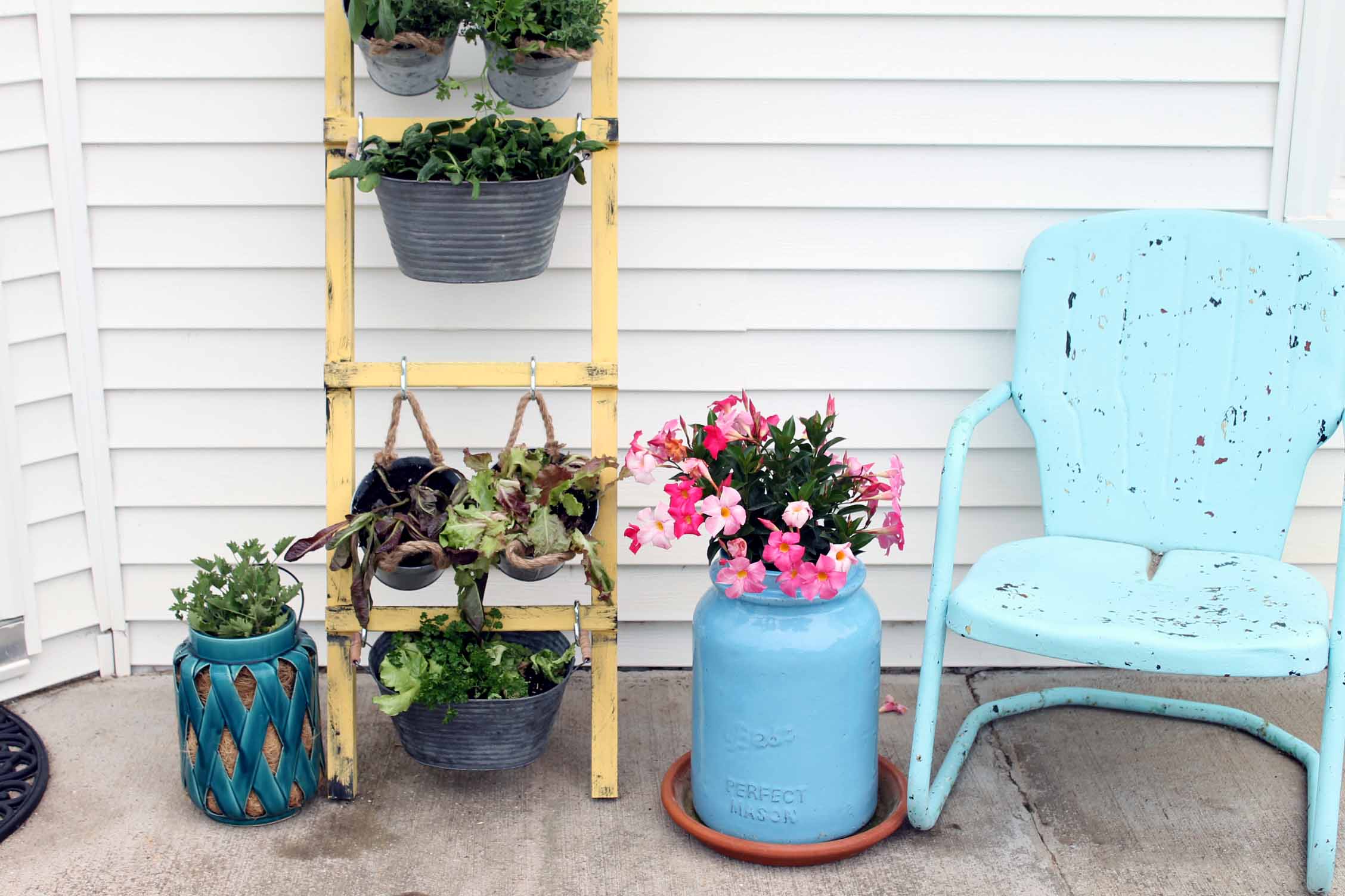 diy vertical garden on a porch