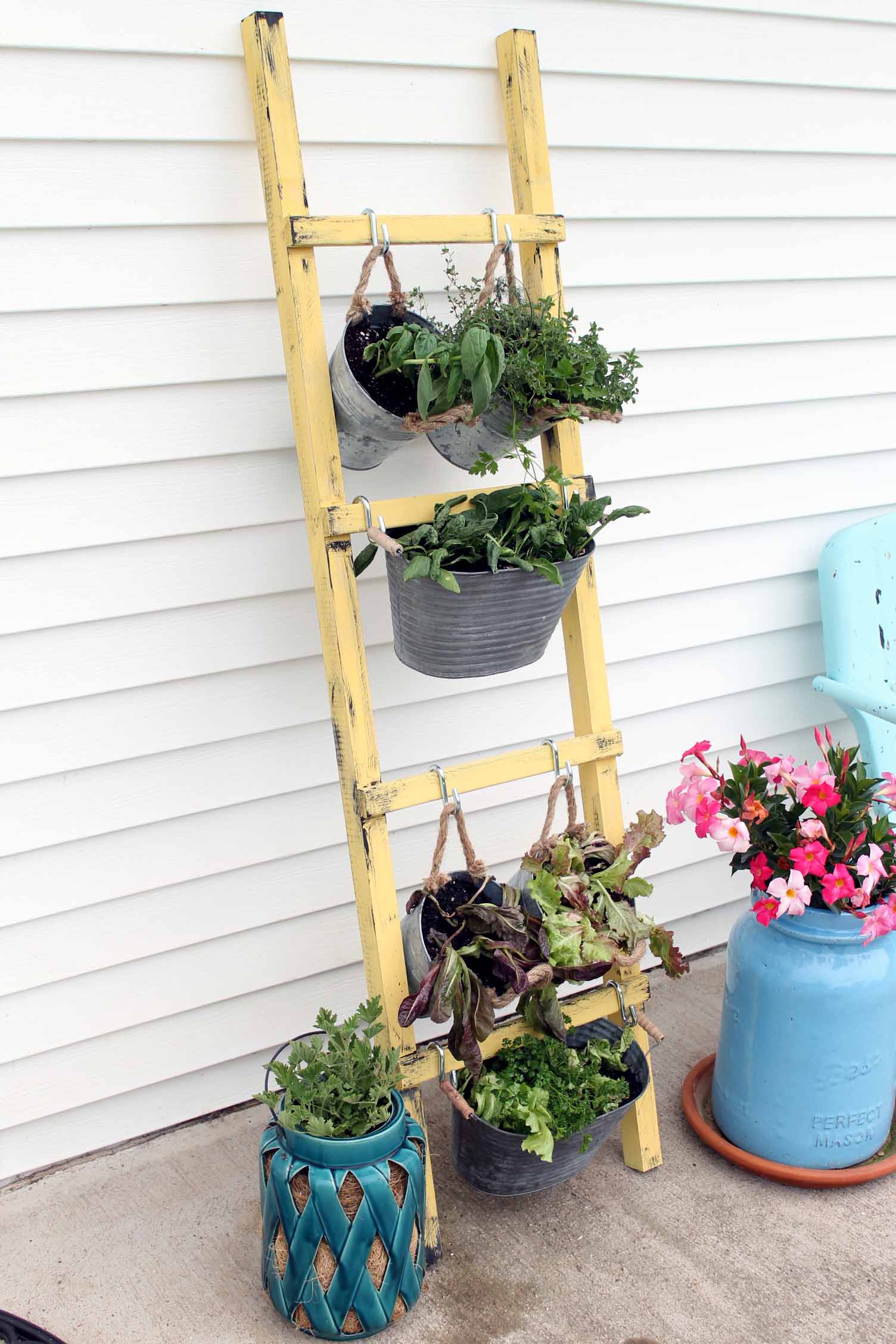 edible garden on a porch