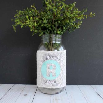 Graduation centerpieces made with the new curved text feature in Cricut Design Space! Oh so easy to make!