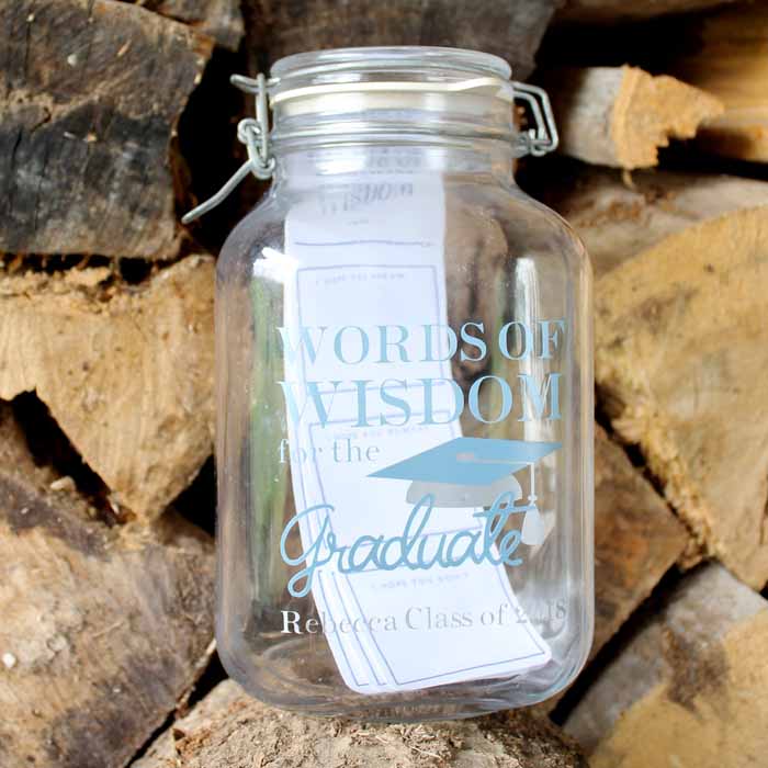 This Words of Wisdom jar is a great graduation gift--add bits of wisdom and advice for your soon to be grad!