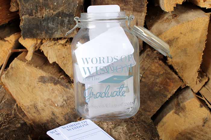 Fill up this Words of Wisdom graduation gift jar with encouraging advice for your soon to be graduate