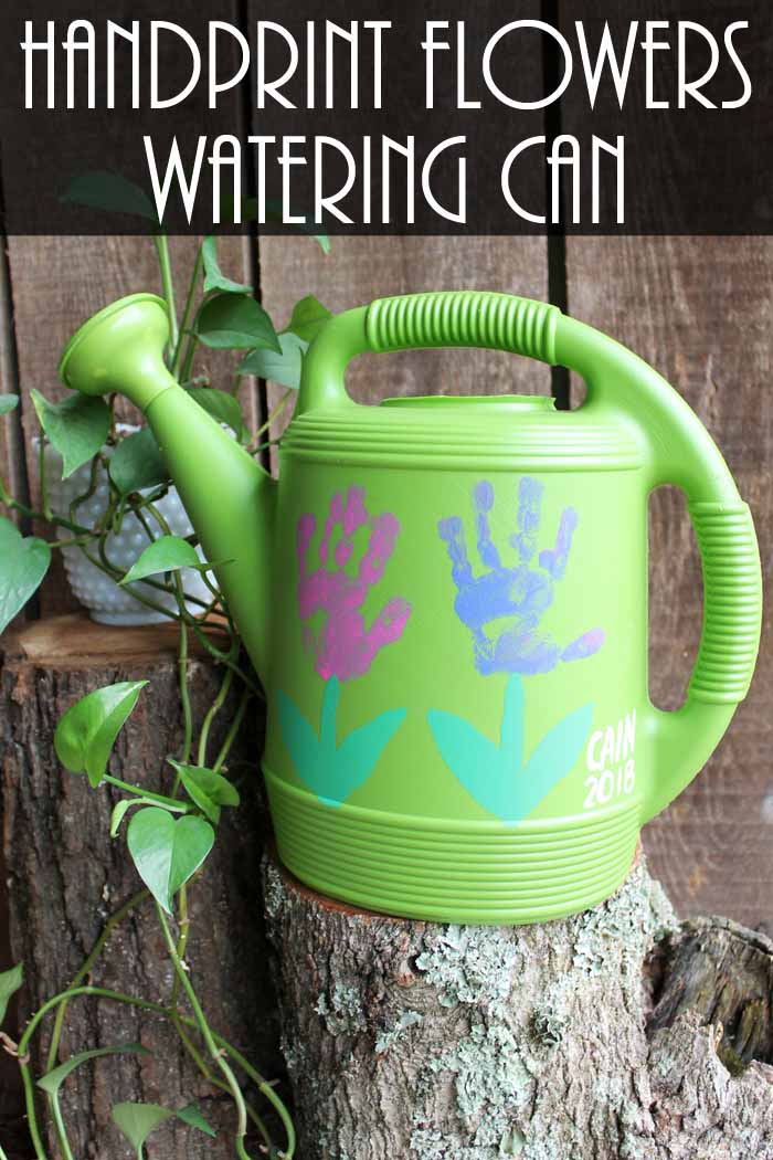 handprint flowers watering can gift idea