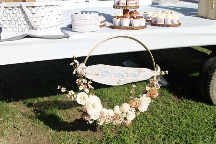 hoop wreath with congratulations in center