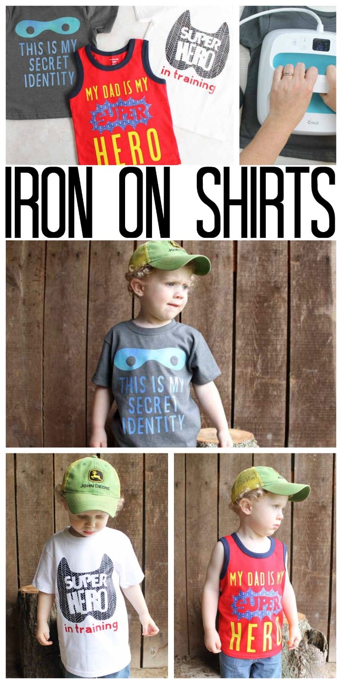 Iron on shirt - super hero shirts using Cricut and Patterned Iron-on