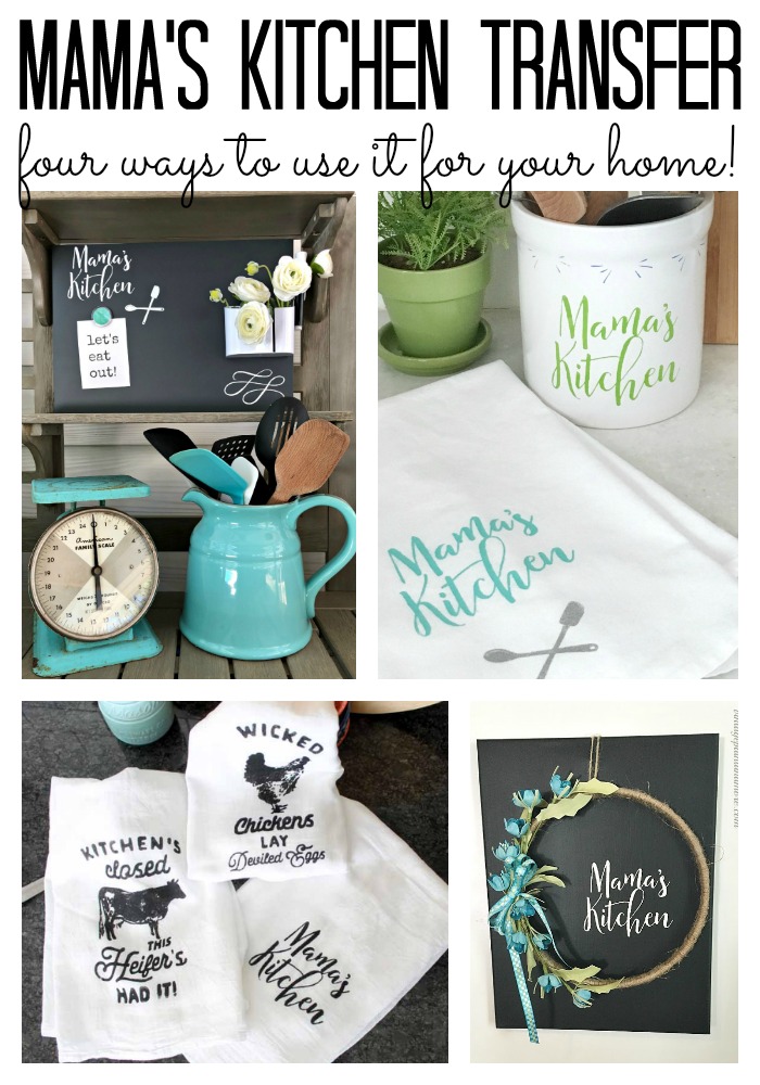 Great ideas for the Mama's Kitchen transfer from Chalk Couture! So many possibilities for crafting and home decor!