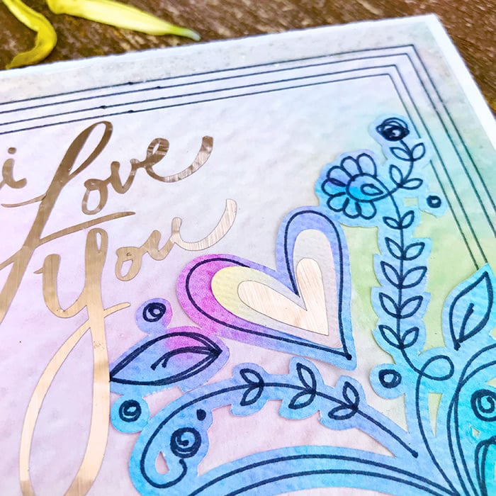 close up of handmade Cricut Mother's Day card