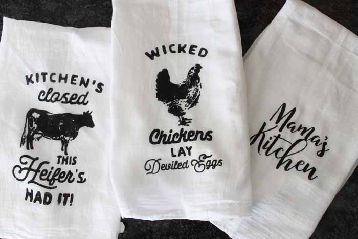 wicked chickens lay deviled eggs kitchen towel