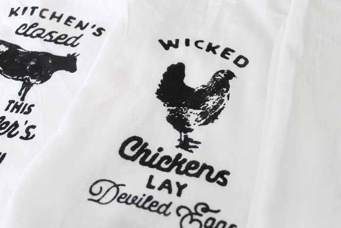 close up of chicken tea towel