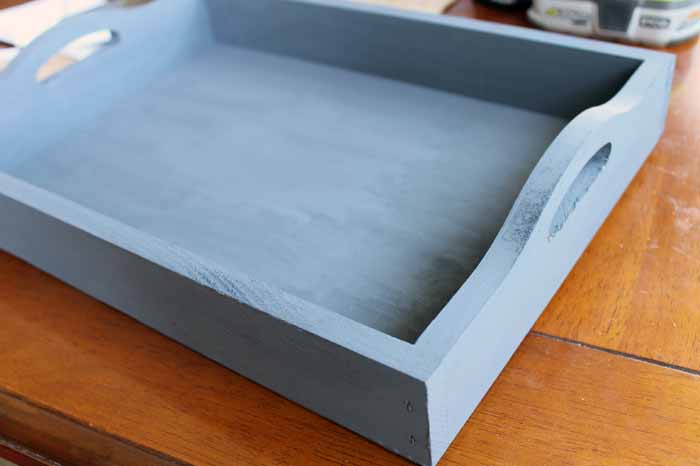 wood tray painted grey