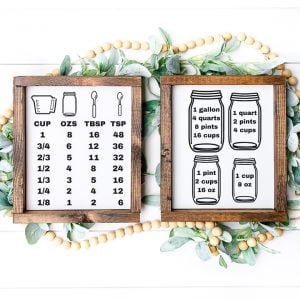 tableau de conversion de cuisson avec un cricut