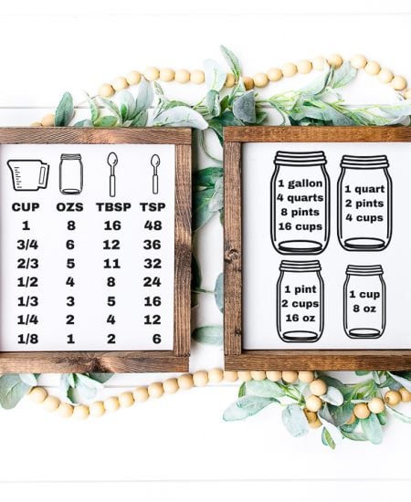 cooking conversion chart with a cricut