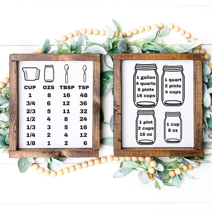 cooking conversion chart with a cricut