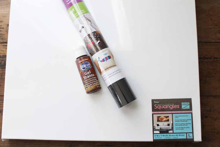 Supplies needed to make DIY canvas art.