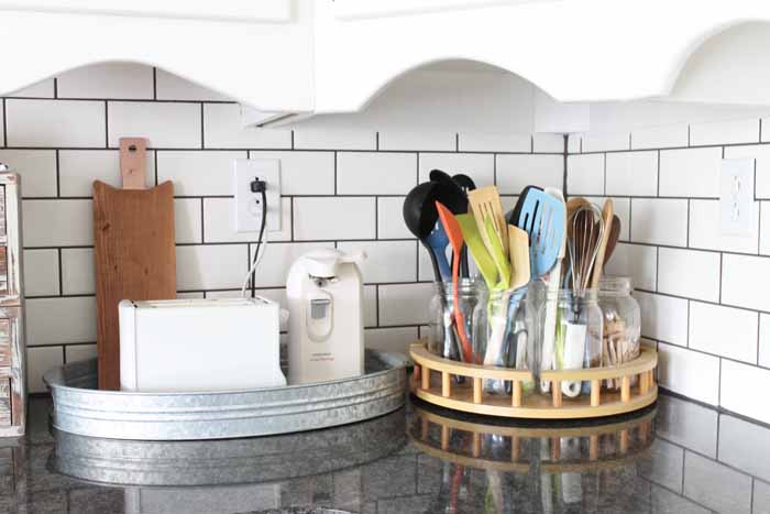 Granite counters in a farm kitchen.