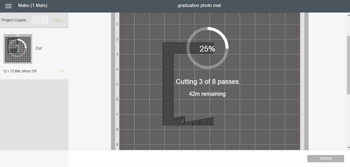 time remaining on a knife blade cut 