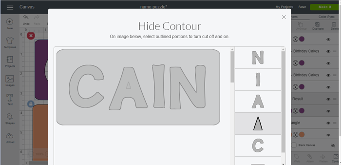 hiding contours for correct puzzle cuts