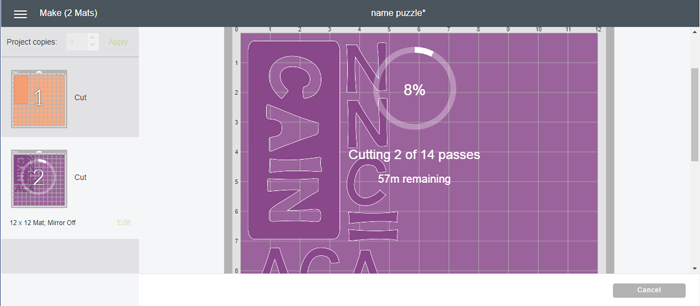 cricut design space interface screen cutting puzzle from wood