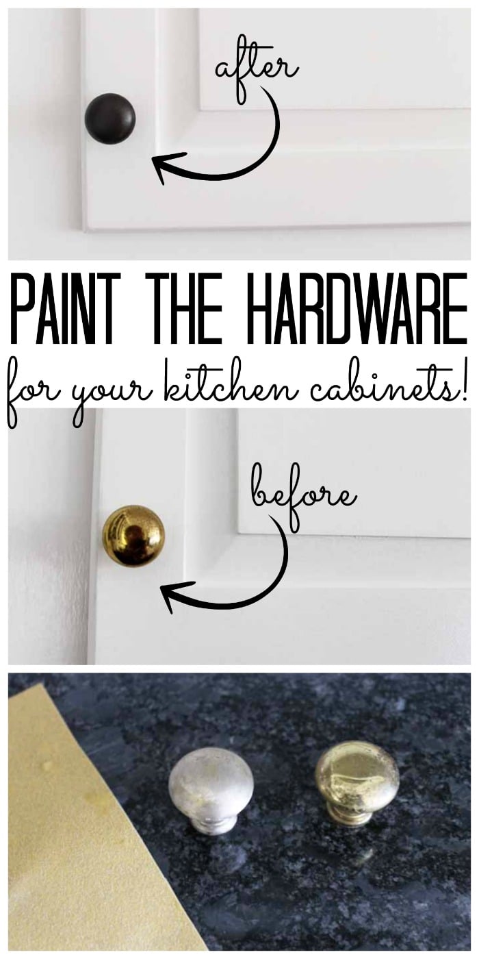 How to Paint Hardware graphic for painting hardware on kitchen cabinets