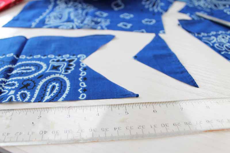 Cutting design in bandana for bunting