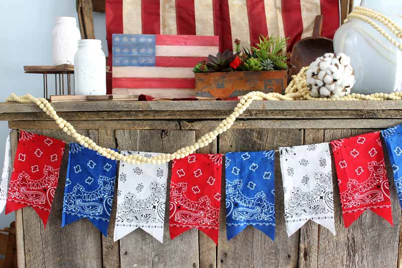 Image of red, white, and blue bunting hanging