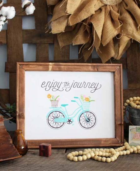 A tutorial for making a reverse canvas for your rustic farmhouse style home. This enjoy the journey Chalk Couture transfer is perfect for spring.
