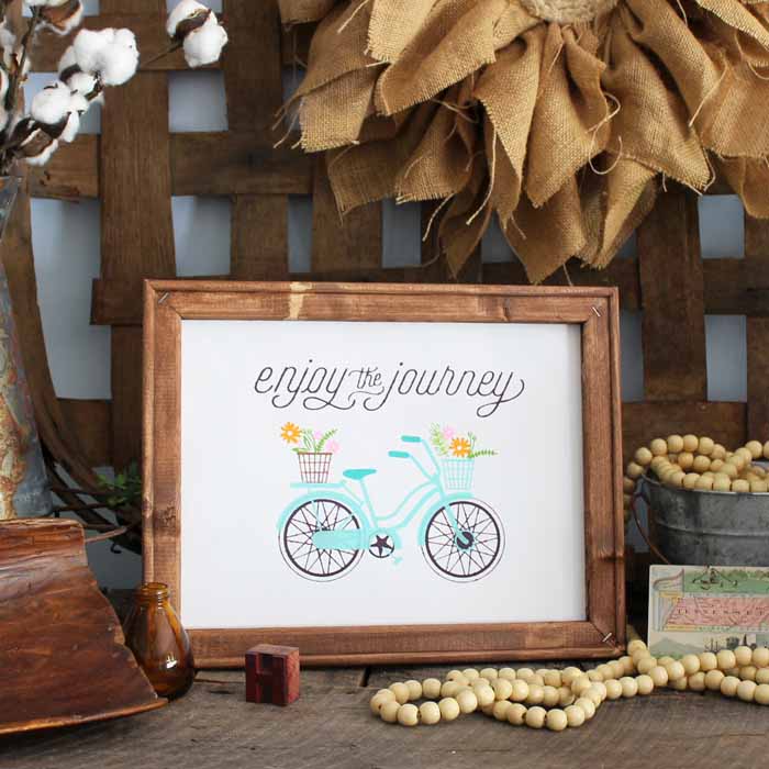 A tutorial for making a reverse canvas for your rustic farmhouse style home. This enjoy the journey Chalk Couture transfer is perfect for spring.