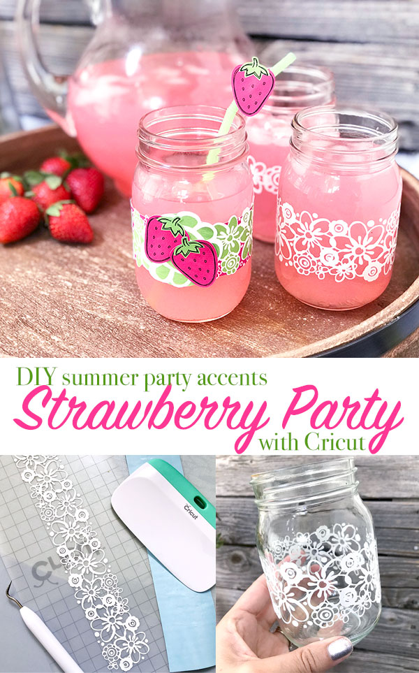 Strawberry party decor with your Cricut machine pin image