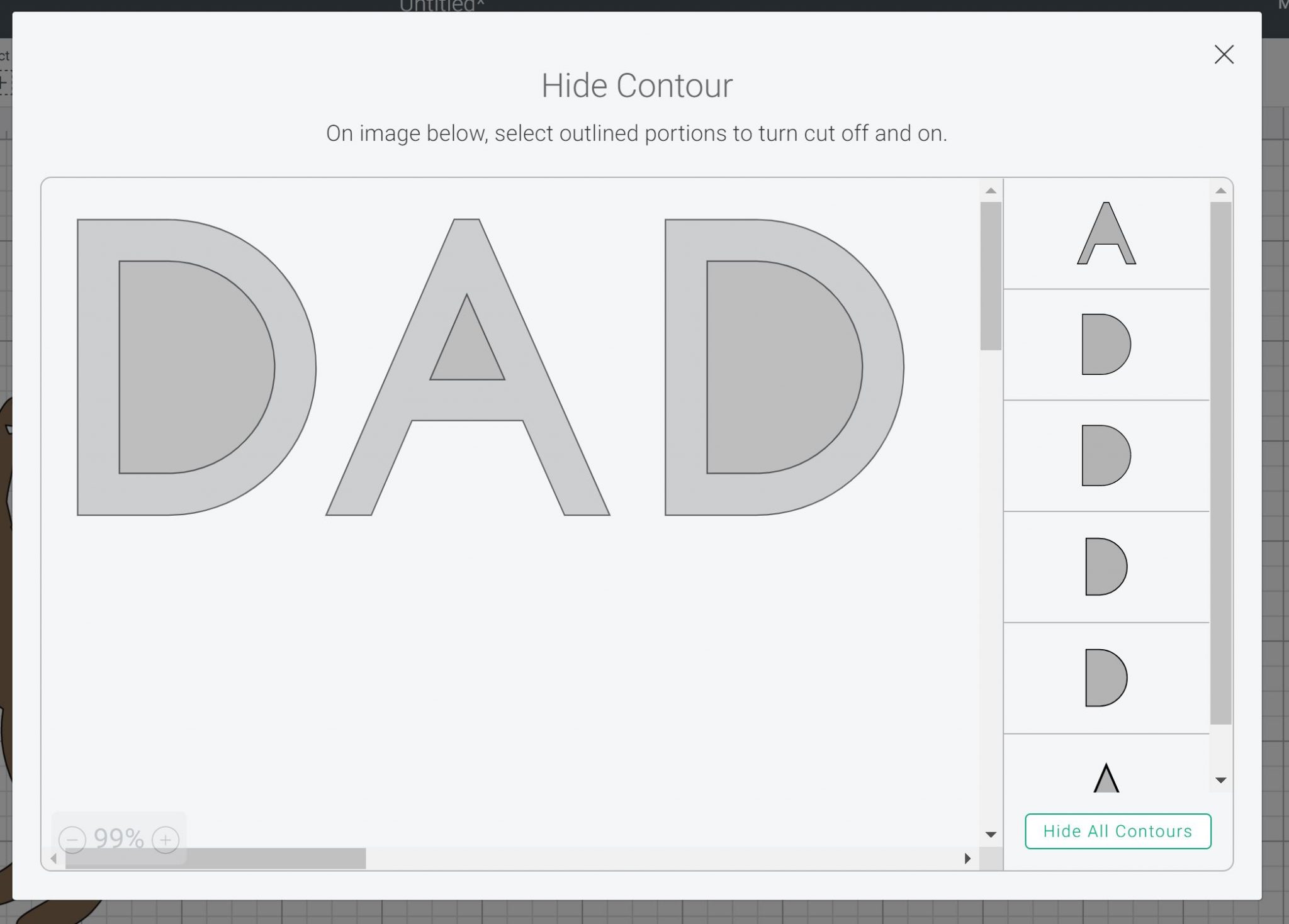 using contour in cricut design space