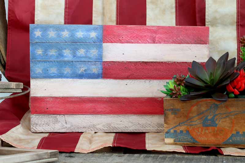 rustic wooden pallet flag