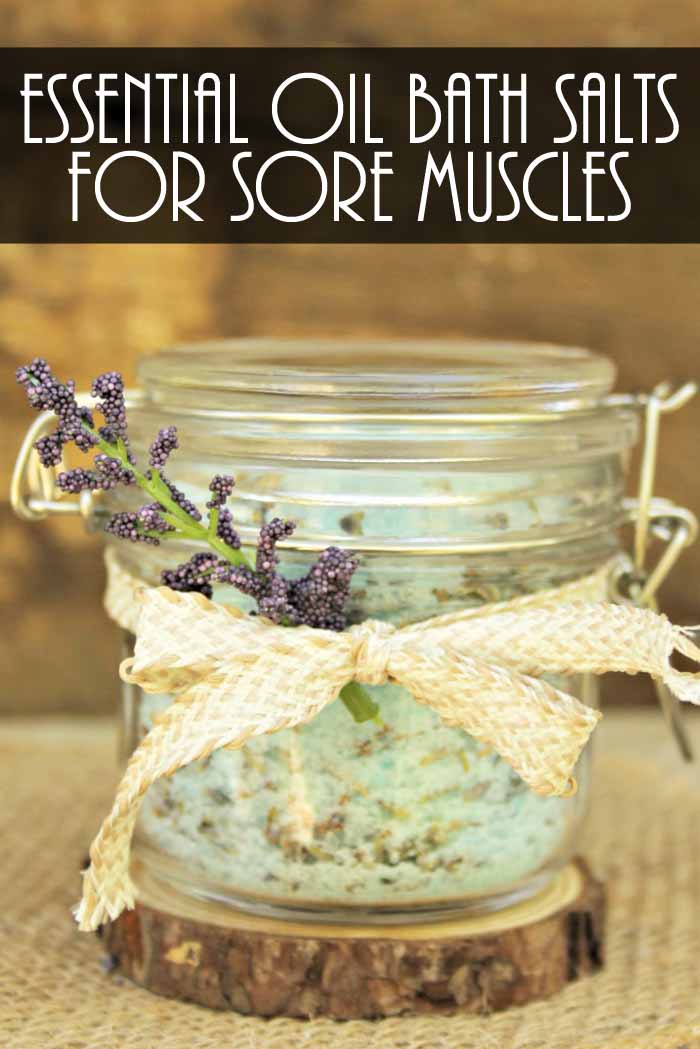 Essential Oils for Sore Muscles - a bath salt soak recipe that you will love! 